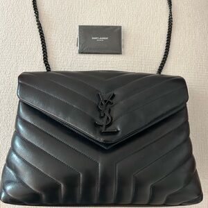 Authentic YSL Saint Laurent Lou Lou Medium Bag with authenticity cards
